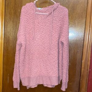 Pink sweater with hood. Size-M/L